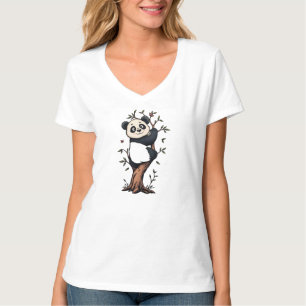 Süßes Panda-Bambus-Grafik-T-Shirt T-Shirt