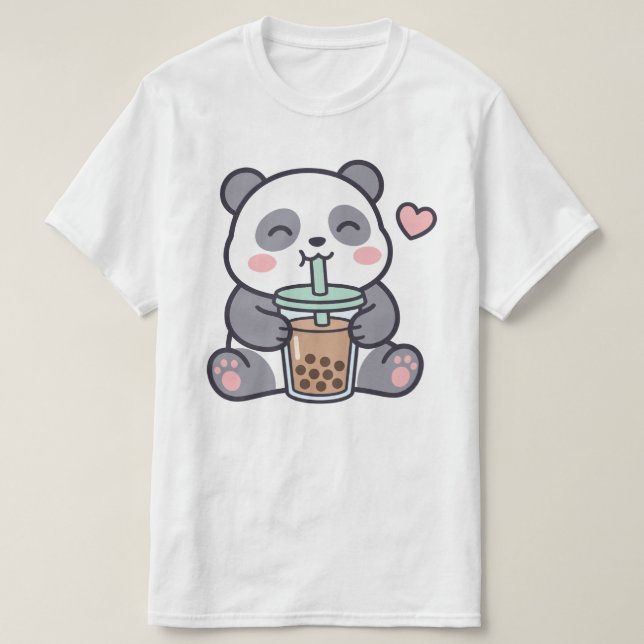 Süßes Panda Bubble Tea Value T-Shirt (Design vorne)