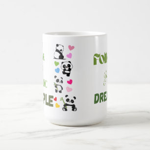 Süßes Panda-Grafik-T-Shirt mit Slogan Kaffeetasse