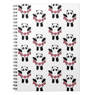 Süßes Panda-Herzen-Muster Notizblock