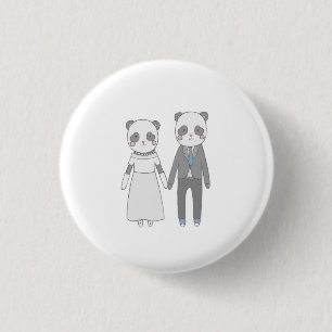 Süßes Panda-Hochzeitspaar – Kawaii Braut & Bräutig Button