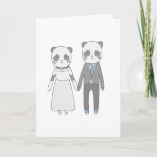 Süßes Panda-Hochzeitspaar – Kawaii Braut & Bräutig Karte