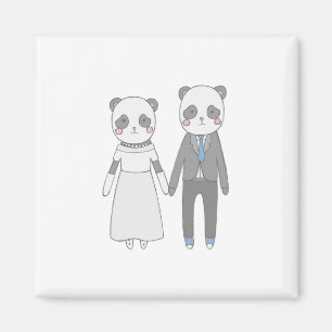 Süßes Panda-Hochzeitspaar – Kawaii Braut & Bräutig Magnet