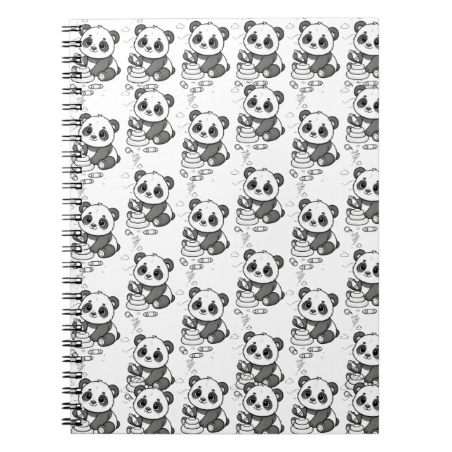 Süßes Panda-Malvorlagenmuster Notizblock (Vorderseite)