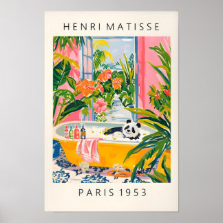 Süßes Panda-Plakat, Matisse-Wandkunst, Maximalist Poster