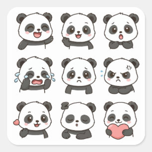 Süßes Panda-Sticker-Pack Quadratischer Aufkleber