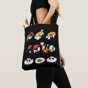 Süßes Panda Sushi Umarmen Maki Liebhaber Lustiges Tasche