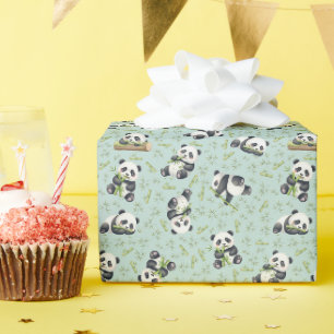 Süßes Panda-und-Bambus-Nahtlosmuster Geschenkpapier