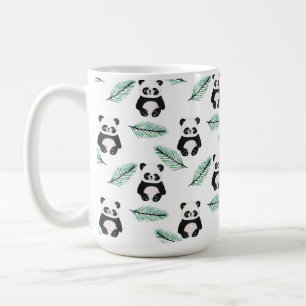 Süßes Panda- und Palmblattmuster Kaffeetasse