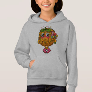 Süßes Pasta-Polo-Charakter-T-Shirt mit Blumen Hoodie