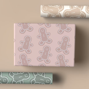 Süßes Pastel Grün, Rosa, Taupe Lebkuchen Geschenkpapier Set