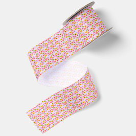 Süßes Pastell-Blumenmuster Rosa Weiblich Satinband