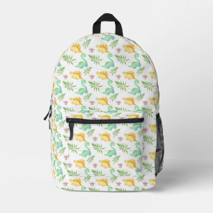 Süßes Pastell-Dinosaurier- und Palmwedelmuster Bedruckter Rucksack