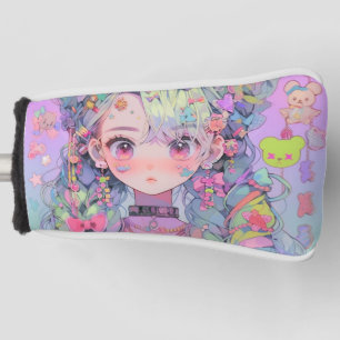 Süßes Pastell-Harajuku-Anime-Mädchen mit Zöpfen Golf Headcover