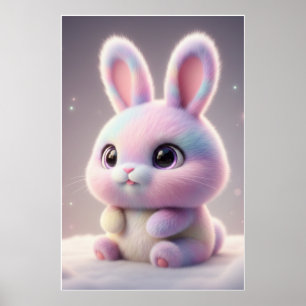 Süßes Pastell-Häschen – Kawaii-Kaninchen-Poster-Ku Poster