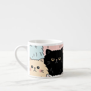 Süßes Pastell-Katzenmuster Kawaii Fluffige Katze Espressotasse