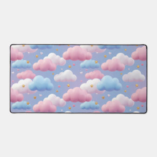 Süßes Pastell-Kawaii-Wolken-Himmel-Muster  Schreibtischunterlage