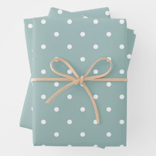 Süßes Pastell-Mintgrün mit weißen Tupfen Geschenkpapier Set