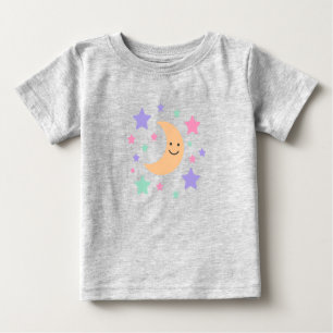 Süßes Pastell-Mond-und-Sterne-Himmel-T-Shirt Baby T-shirt
