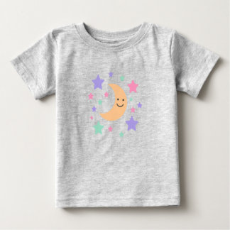 Süßes Pastell-Mond-und-Sterne-Himmel-T-Shirt Baby T-shirt
