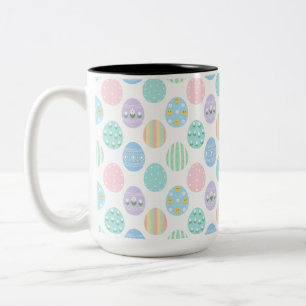 Süßes Pastell-Oster-Eier-Muster Zweifarbige Tasse