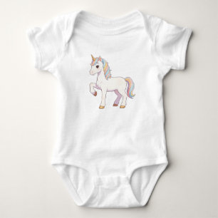 Süßes Pastell-Regenbogen-Einhorn hebt Huf Kawaii U Baby Strampler