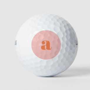 Süßes Pastell-Rosa-Orange-Monogramm Retro-Lettern Golfball