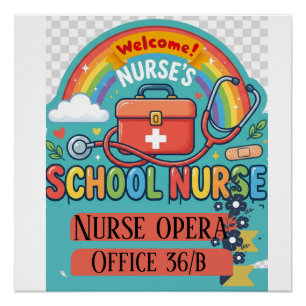 Süßes Pastell-Schild für das Büro der Schulkranken Poster