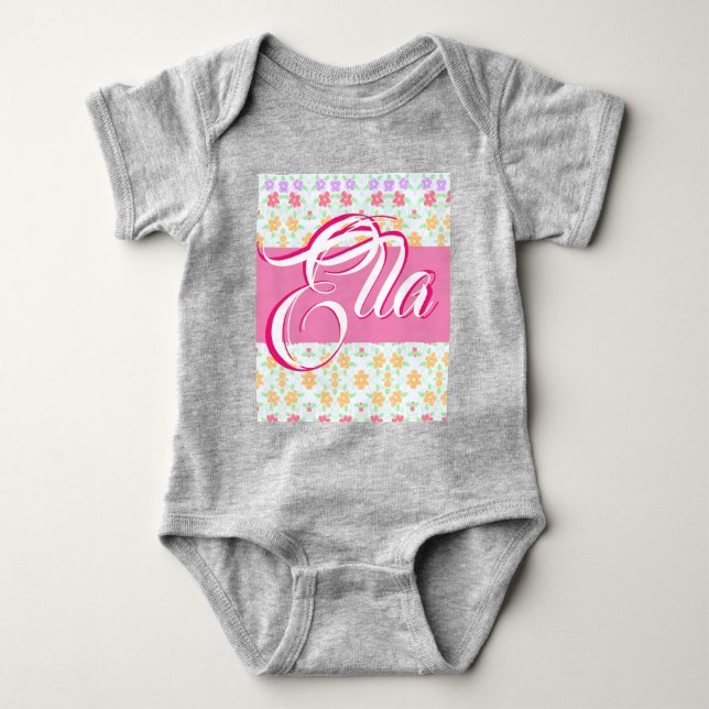 Süßes Pastell und Grau Baby Strampler (Vorderseite)