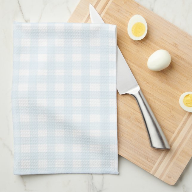 Süßes Pastellblau Gingham Geschirrtuch (Viertel Falte)
