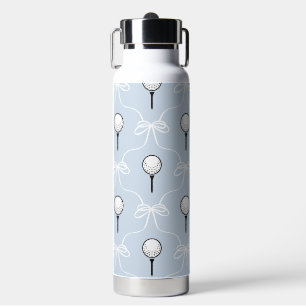 Süßes Pastellblau-weißes Schleifen-Golfmuster Trinkflasche