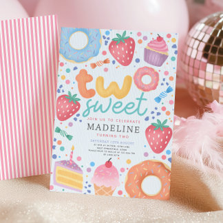 Süßes Pastellrosa zum 2. Geburtstag für Mädchen Einladung