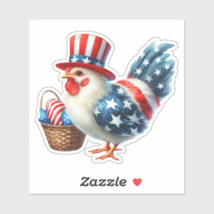 Süßes patriotisches Huhn mit amerikanischer Flagge Aufkleber