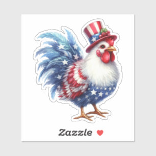 Süßes patriotisches Huhn mit amerikanischer Flagge Aufkleber