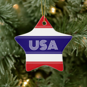 Süßes patriotisches USA Amerika Rot Weiß und Blau Keramik Ornament