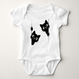 Süßes Peekaboo-Schwarzkatzen-T-Shirt Baby Strampler