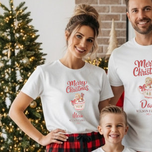 Süßes personalisiertes „Frohe Weihnachten“ Familie T-Shirt