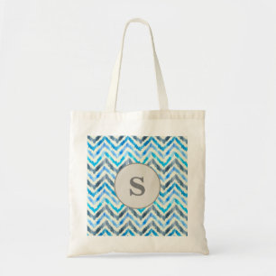 Süßes personalisiertes Monogramm Blau und Weiß Che Tragetasche
