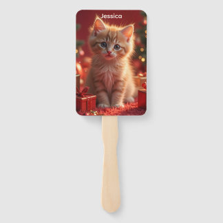 Süßes personalisiertes Weihnachts-Kätzchen Fächer