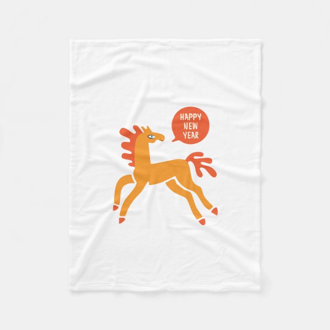 Süßes Pferd Chinesisches Neujahr Fleecedecke (Vorderseite)