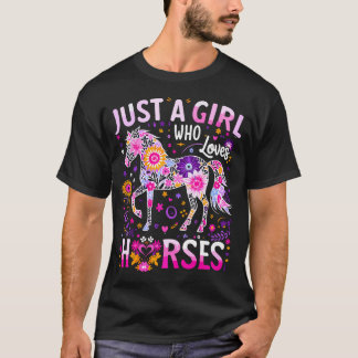 Süßes Pferd Farbige Nur Ein Mädchen Das Pferde Lie T-Shirt
