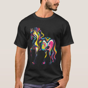 Süßes Pferd Farbige Regenbogen Gestaltung, Cool Ri T-Shirt