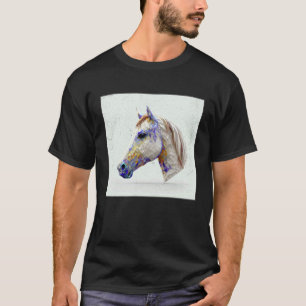Süßes Pferd Farbspritzer Bunte Wasserfarbe Frau T-Shirt