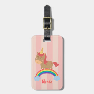 Süßes Pferd gibt vor, ein Einhorn-Gepäckanhänger z Gepäckanhänger