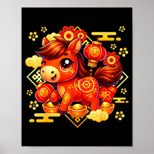 Süßes Pferd Lunar Chinesisches Neujahr 2026 Männer Poster
