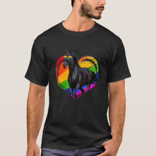 Süßes Pferd Regenbogen Herz Tier Schwul Lesbisch T-Shirt