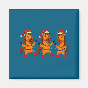 Süßes Pferd Weihnachtsmann Hut Tanzende Lichter We Magnet
