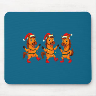 Süßes Pferd Weihnachtsmann Hut Tanzende Lichter We Mousepad