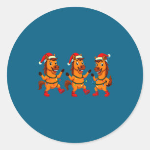 Süßes Pferd Weihnachtsmann Hut Tanzende Lichter We Runder Aufkleber