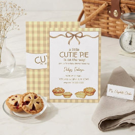Süßes Pie-Baby-Shower Neutraler Gingham-Bogen Einladung